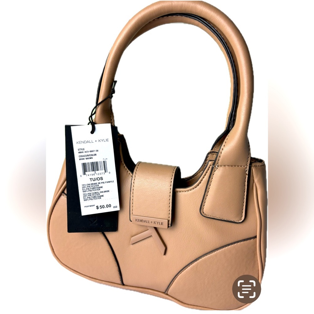 NWT KENDALL AND KYLIE MIDI SIZE HAND BAG PURSE TAN BRANDED